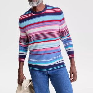 Club Room Men's 100% Cashmere Stripe Crewneck Sweater Size XL